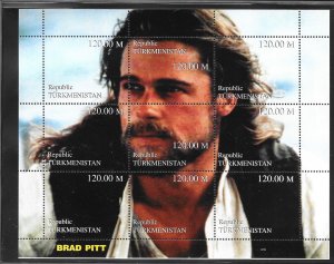 TURKMENISTAN - UNLISTED (NOTE AFTER #78) NH MINISHEET - BRAD PITT