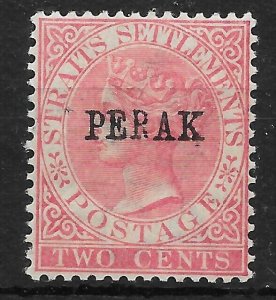 MALAYA PERAK SG21 1886 2c PALE ROSE LIGHTLY MTD MINT