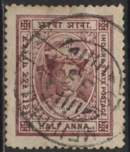 India: Indore 9 (used) ½a Maharaja Tukoji Rao III, lake (1908)