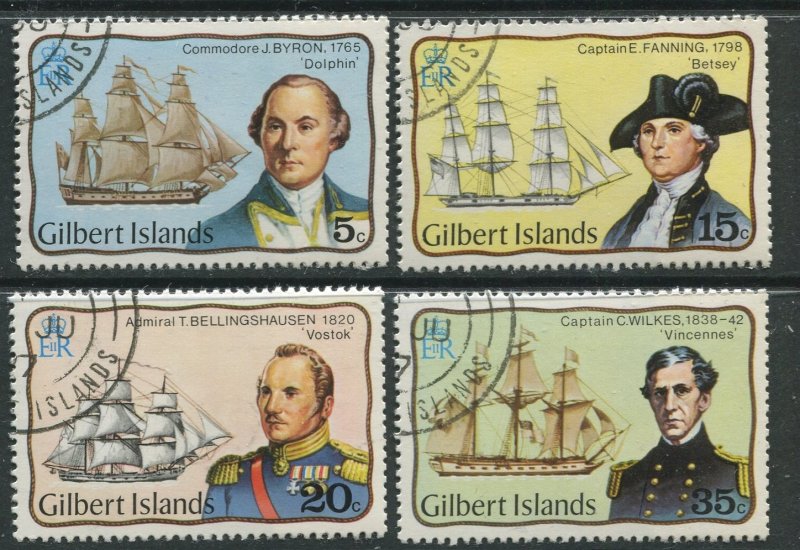 STAMP STATION PERTH Gilbert Is.#296-299 Explorers Issue VFU 1977 CV$13.00