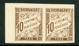 French Colony 1894 General Issues 10¢ Postage Due Sc #J16 Mint MARGIN PAIR D870