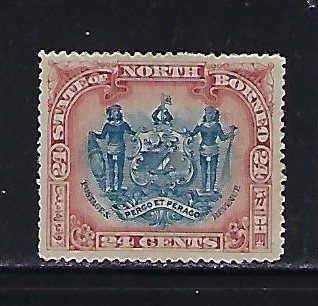 NORTH BORNEO SCOTT #90 1897 24 CENTS (CLARET/BLUE) MINT NO GUM