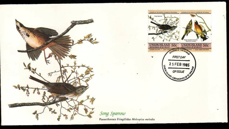 Audubon's Birds of the World #82a-Union Is.-Song Sparrow-Black-headed Grosbeak-F