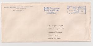 BOAC Rolls-Royce 707 slogan meter stamp in Blue 1960 Pitney-Bowes legal size