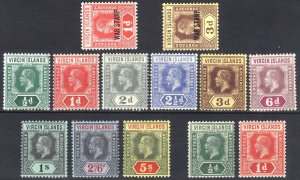 Virgin Is 1913 1/2d - 5s SG 69-81 Scott 38-48+MR1-2 LMM/MLH Cat £132($166)