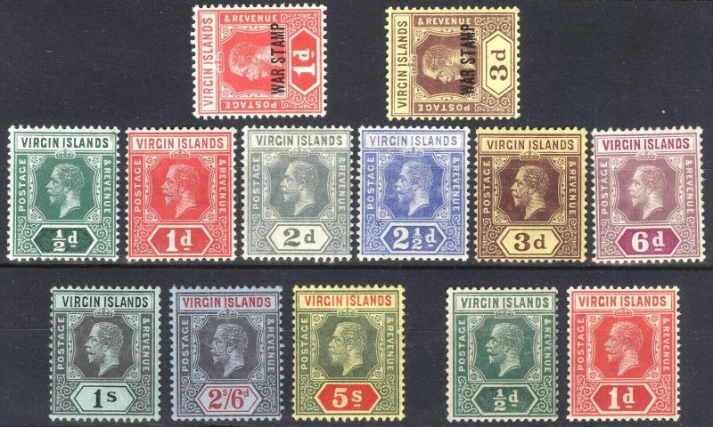 Virgin Is 1913 1/2d - 5s SG 69-81 Scott 38-48+MR1-2 LMM/MLH Cat £132($166)