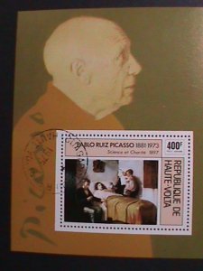 ​UPPER VOLTA-1975-PABLO RUIZ PICASSO-WITH FIRST DAY OF POSTAL CANCEL CTO S/S