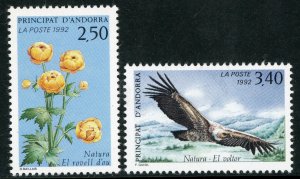 French Colony 1992 Andorra Roses & Eagle Sc # 418-19 MNH H288 ⭐⭐