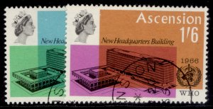 ASCENSION QEII SG97-98, 1966 WHO headquarters set, FINE USED.