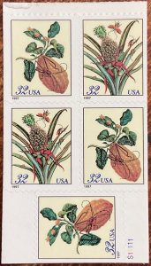 US #3128b MNH Booklet Pane of 5 w/P#S11111 Botanical Prints L42