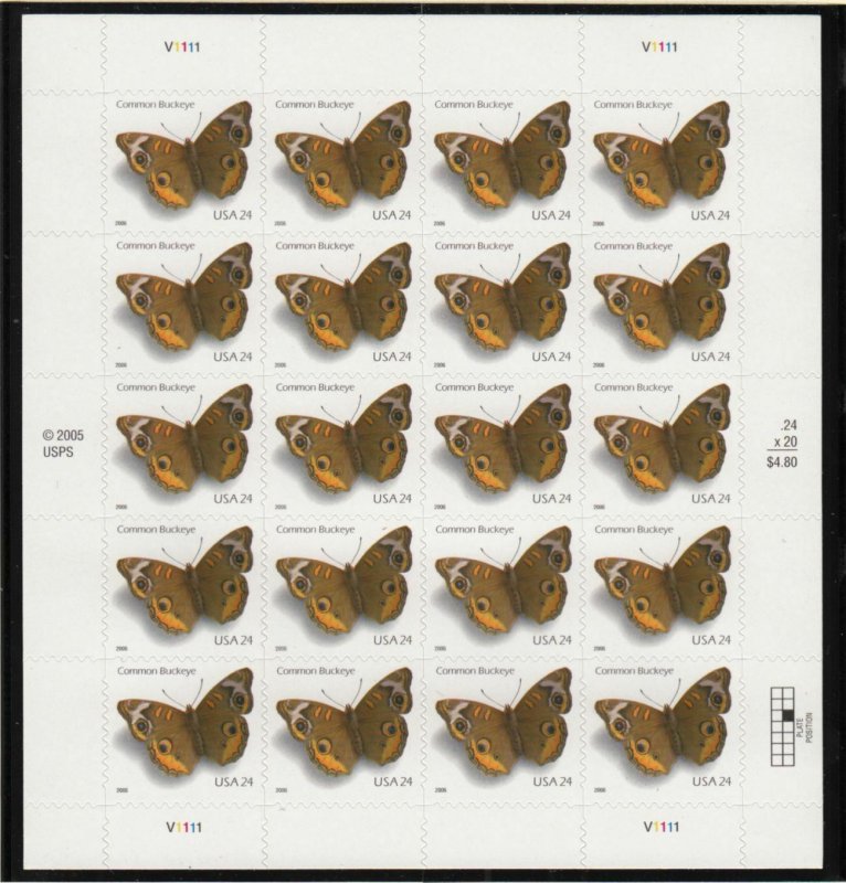 2006 Buckeye butterfly Sc 4001 MNH self-adhesive sheet of 20