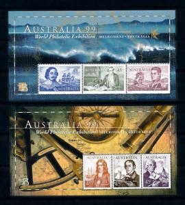 [74862] Australia 1999 Voyagers Tasman Cook King Bass 2 Sheets MNH