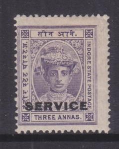 INDORE, INDIA, SERVICE, 1906 3a. Violet, lhm.