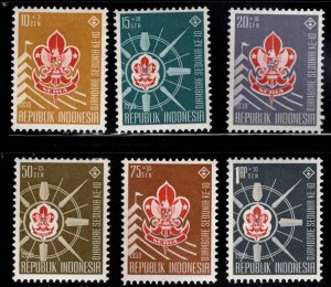 Indonesia Scott  B115-120 MH* 1959 semi-postal Scout stamp set