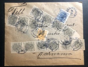 1918 Skillingaryd Sweden cover Rare Front Postage