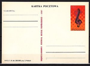 Poland, 1966 issue. CP335. Music Symbol on a Postal Card.^