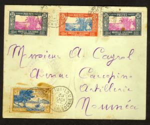 NEW CALEDONIA 1944 CENSORED HOUAILOU to NOUMEA Multi Franked Cover Small Town CX