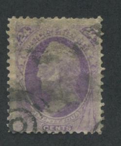 1870 US Stamp #153 24c Used Average Faded Target Cancel Catalogue Value $210