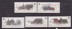 Russia-Sc#5319-23-unused NH set-Fire Vehicles-1984-