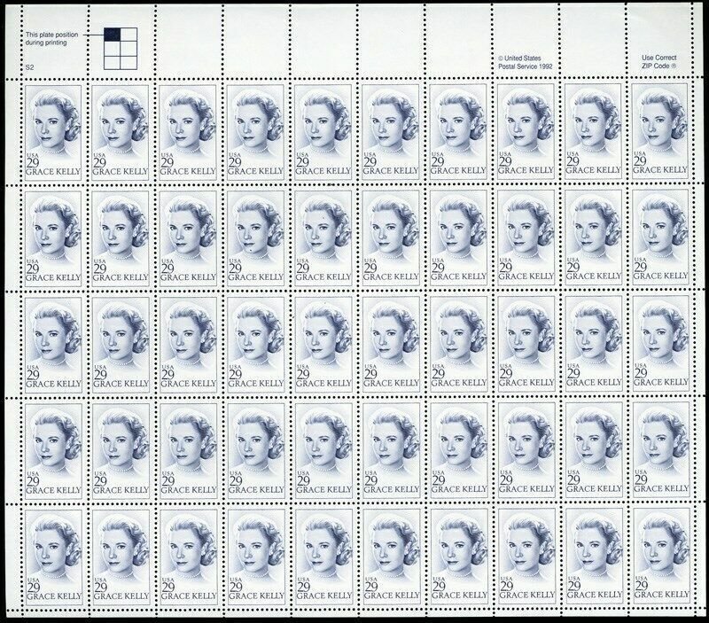 US Stamp - 1993 Grace Kelly - 50 Stamp Sheet - Scott #2749