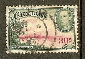 Ceylon, Scott #285, 30c King George VI, Fine Centering, Used