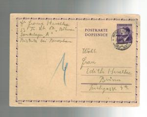 1944 Bistritz Bohemia Concentration Camp Postcard Cover to Brunn