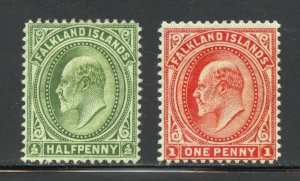 Falkland Islands Scott 22-23 Unused HOG - 1904-07 King Edward VII - SCV $10.50