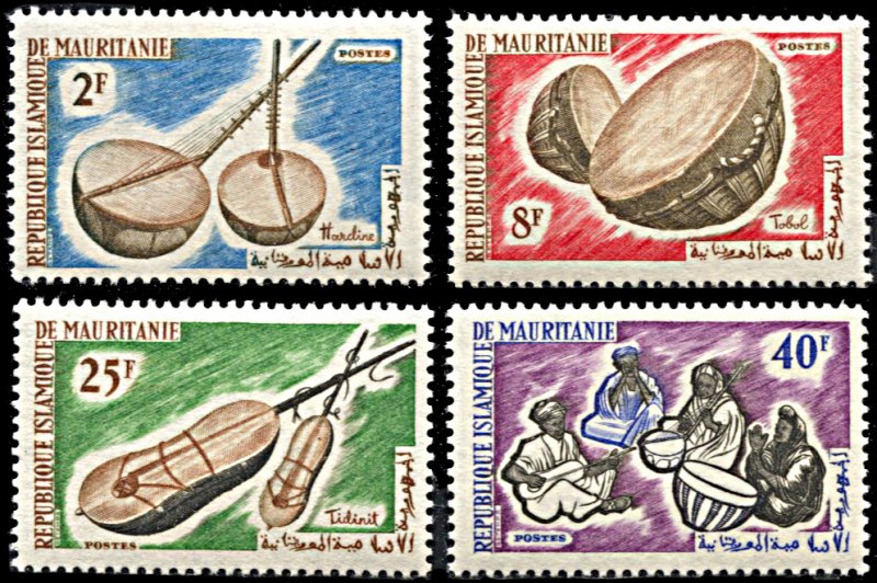 Mauritania 186-189, MNH, Traditional Musical Instruments