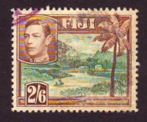 Fiji 1941 SG#265 2/6 Green/Brown Palm Tree & KGVI Head USED-VF-NH.