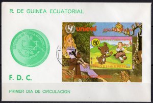 Equatorial Guinea 1979 Year of the Child/Owls/Cinderella Disney IMPERFORATED FDC