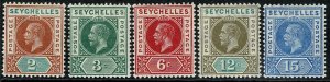 SEYCHELLES KV 1912-16 PART SET 2c - 1R 50c (9) UNUSED SG71-80 Wmk.MCCA P.14 VGC