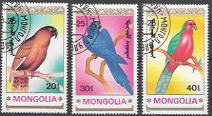 Mongolia 1990  Set of 5 - Beautiful Parrots # 1896 - 1901