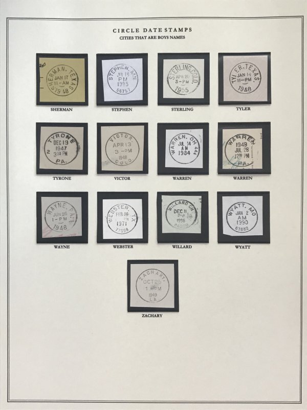 US Circular Date Stamp Collection (Odd/Boys/Girls/Double Town/Port/City/State)