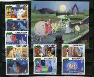 GRENADA 1981 WALT DISNEY CINDERELLA SET OF 9 STAMPS & S/S MNH 