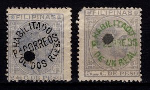 Philippines 1881 Alfonso XII Definitives Surch. at Manila, 1r & 2r [Used]