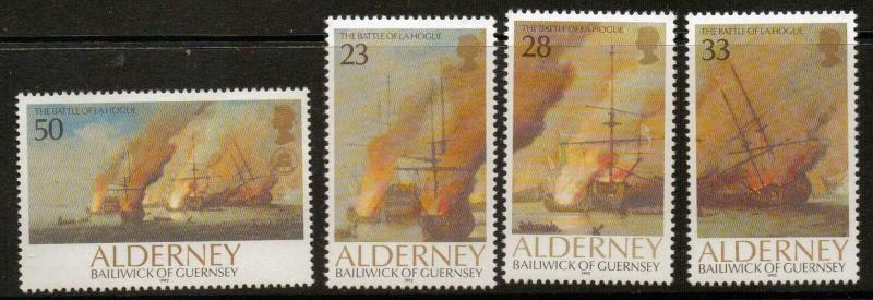 ALDERNEY SGA52/5 1992 300th ANNIVERSARY OF BATTLE OF LA HOGUE MNH