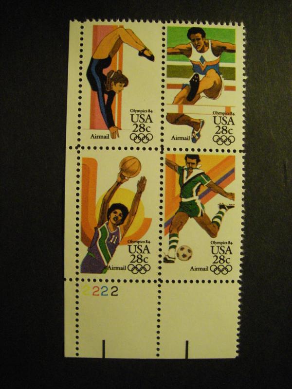 Scott C101-C104 or C104a, 28c Olympics, PB4 #2222 LL, MNH Airmail Beauty