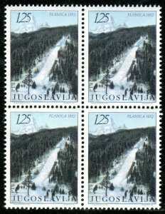 1450a - Yugoslavia 1972 -  Ski Jump Track - Planica - Slovenia - MNH Block of 4