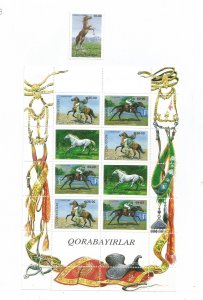 UZBEKISTAN - 1999 - Horses - Perf Single Stamp & 8v Sheet - M L H