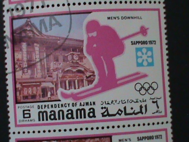 MANAMA-OLYMPIC GAMES SAPPORO'72 JAPAN-STRIP-CTO FANCY CANCEL-VF LAST ONE