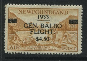 Newfoundland 1933 overprinted Airmail $4.50 Gen. Balbo Flight mint o.g. hinged