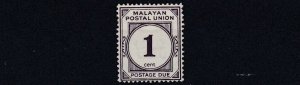 MALAYAN  POSTAL UNION  1945 - 51     S G D7  1C  PURPLE     MH