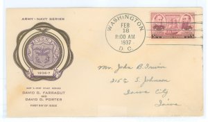 US 792 1937 Navy Officers, addressed FDC with rice cachet
