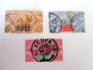 Egypt Revenue Stamps, 3 Diff, 1890s, used/VF, SAlT Dept, nice  cancels