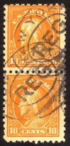 1914, US 10c, Franklin, Used pair, Sc 433