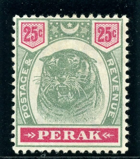 Malaya-Perak 1897 25c green & carmine MLH. SG 73. Sc 54.