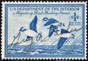 RW15 $1.00 Buffleheads Stamp (1948) Signed