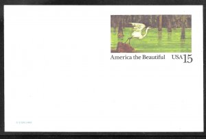 #UX129 15¢ Great Blue Heron, Marsh Postal Card (1784)