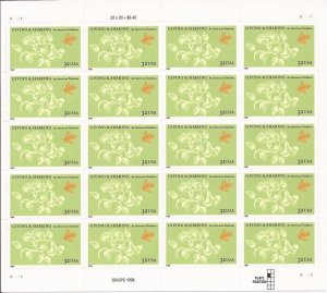 US Stamp 1998 32c Giving and Sharing - 20 Stamp Sheet - Scott #3243