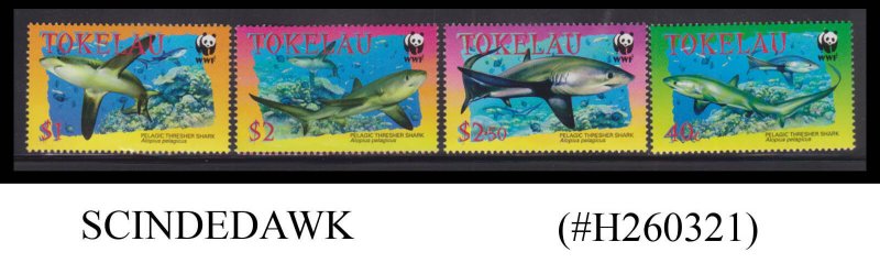 TOKELAU - 2002 WWF FISHES / SHARKS 4V MNH